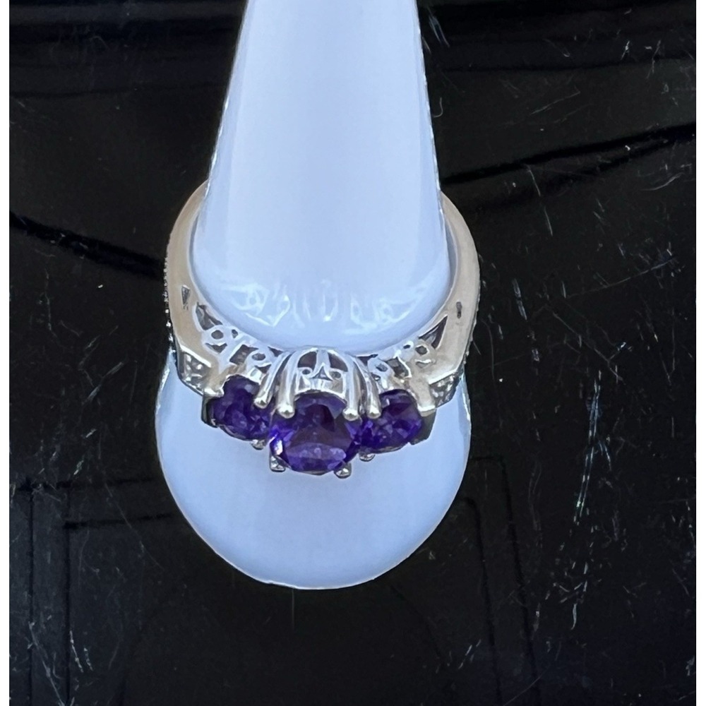 Amethyst Gemstone Pendant and Ring 925 Sterling Silver 18" Chain and Size 8 Ring - Picture 6 of 13